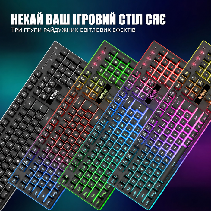 RedThunder K10 Бездротовий комплект клавіатури та миші для геймерів, QWERTZ DE, 3000mAh, 3200 DPI (Чорний)
