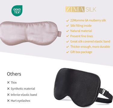 Маска для сну ZIMASILK з 100% чистої шовкової нитки малини, 22 Momme, синього кольору (Marineblau)