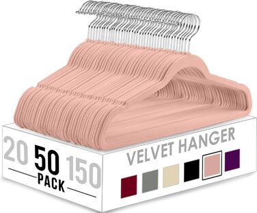 Utopia Home Premium Velvet Clothes Hangers - 50 Pack - Non-Slip & Durable Clothes Hangers - Pink Clothes Hangers with 360 Degree Swivel Hook - Heavy-Duty Clothes Hangers