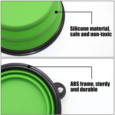 Складані годівниці для собак та котів SLSON (2 шт.) - 1000 мл, фіолетовий та зелений