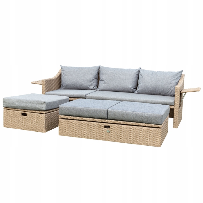 Комплект садових меблів із техноротанга Loge Garden, сірий, 3 предмети