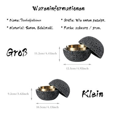 Сміттєвий бак для вулиці та балкона: герметичний, як стильна декор. З бетону та нержавіючої сталі (Чорний S)