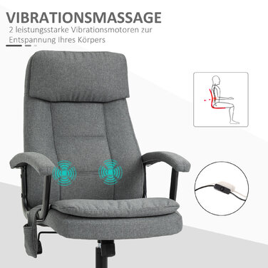 Vinsetto Massage Office Chair, Ergonomic Desk Chair, Adjustable Gaming Chair, Grey | Aosom