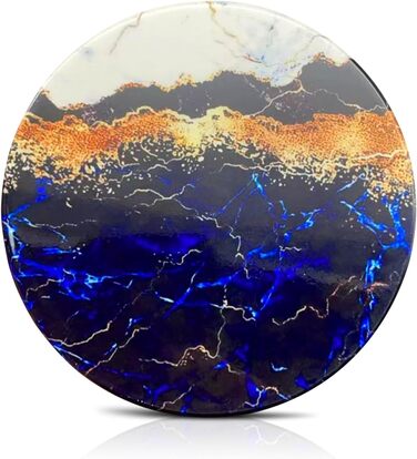 Guruji Divinity Absorbent Ceramic Stone Coasters, Set of 6, with Cork Bottom, Fun Drink Coasters with Holder for Cold Drinks, Wine Glasses and Cups, Table Protector, 10.2 cm (purple) (Glossy - Blue-White)