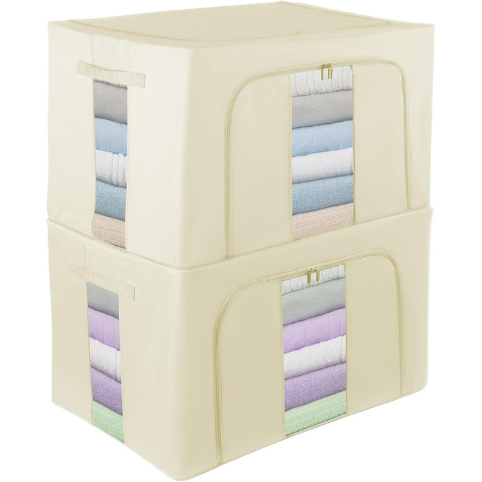 Органайзери для зберігання постільної білизни та одягу 2 шт. - Складані коробки для шафи та гардеробу (Сірий-24L, Хакі-100L)