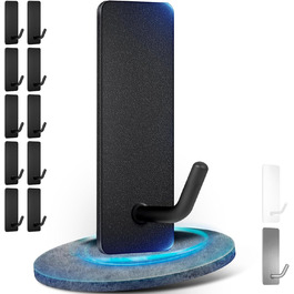 Набір гачків для рушників без свердління, 10 шт., самоклеючі гачки з нержавіючої сталі 304, надміцні клейкі гачки для великих предметів, гачки на стіну для ванної, туалету та кухні, стійкі до іржі, чорні гачки для рушників