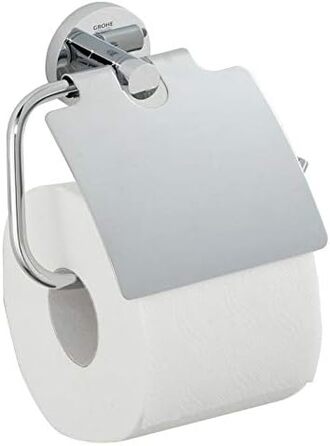 GROHE Essentials Bundle | Toilet Brush Set & Essentials Toilet Paper Roll Holder | with lid, chrome