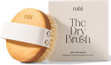 RUHI Body Brush Round - 100% Natural Bristles - Made in Germany / FSC-Certified Beechwood / Plastic-Free / For Dry Brushing Massage (dry brush) / Lymphatic Drainage Against Cellulite