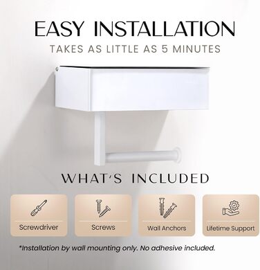 Day Moon™ Toilet Paper Holder White, Wet Tissue Box - Toilet Paper Holder With Wet Tissue Box, Toilet Paper Holder With Shelf - Toilet Paper Holder Stainless Steel White With Storage