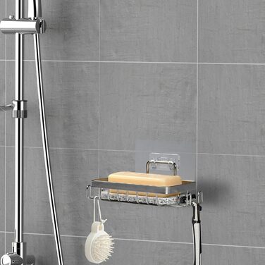 Набір з 2 шт. тримач для мила з нержавіючої сталі 304, для душу, ванної кімнати та кухні, кріплення без свердління, самоклеючий з гачком та підставкою для мила