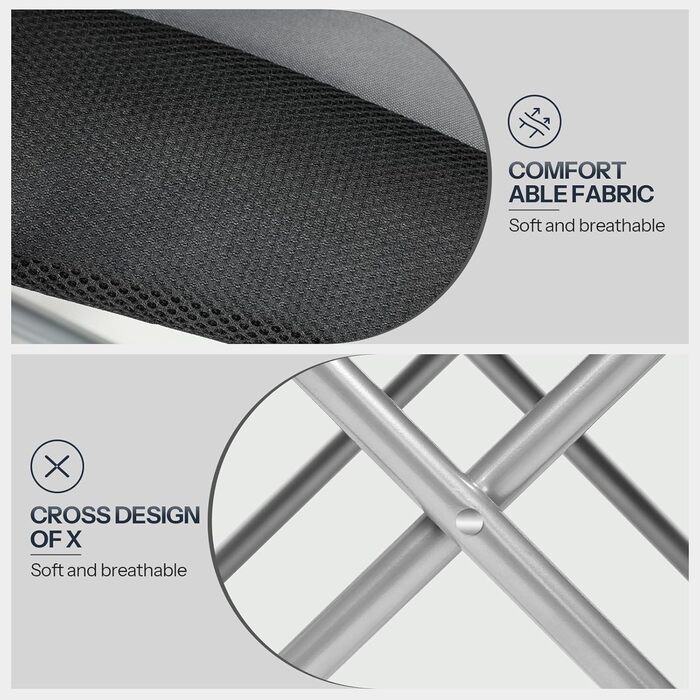 Складний кемпінговий стілець для пікніка, саду, балкону та пляжу EBK01LC02 (Сірий + Чорний)