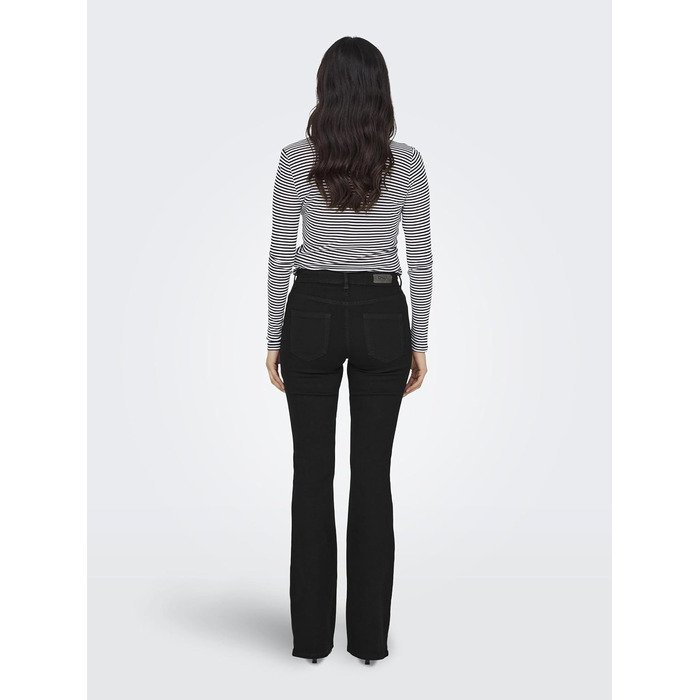 Джинси жіночі кльош ONLBLUSH, чорний денім, середньої посадки, розмір M/30L