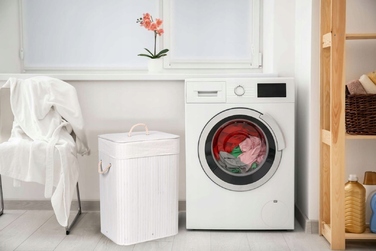 Кошик для білизни та одягу з кришкою, 80 л, 1 секція, білий