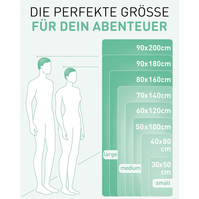 Рушники Fit-Flip з мікрофібри - компактні та легкі. Швидковисихаючі рушники з мікрофібри для подорожей, спорту, пляжу. Великий рушник для душу. Фітнес, спорт, плавання. 50x30см, 80x40см, 1 шт. (М'ята води)