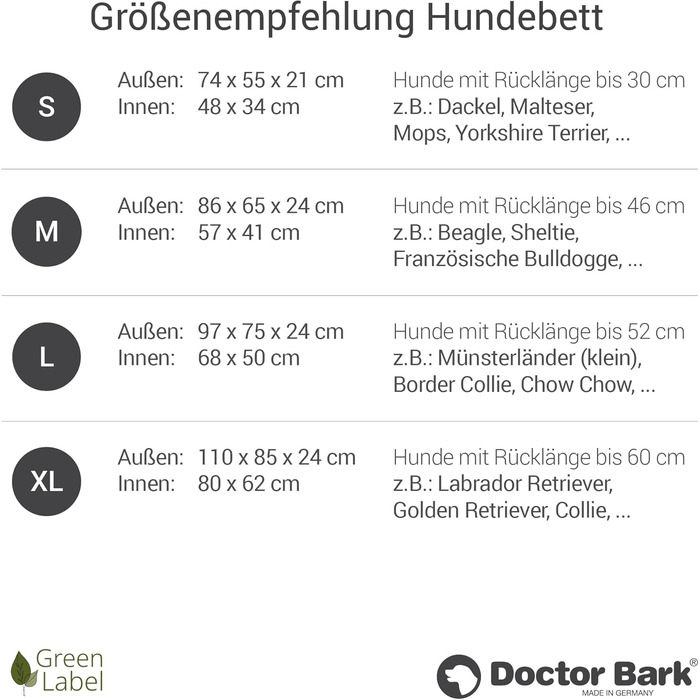 Ліжко для собак Doctor Bark Kleine Hunde - М'яке та зручне ліжечко для собак, миється, зносостійке, пухнасте - Зроблено в Німеччині, GreenLabel (S - 74x55 см, Сірий)