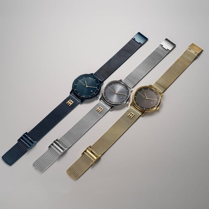 Годинник Tommy Hilfiger для жінок: кварцовий, з мікросітчатим ремінком з нержавіючої сталі. Кольори: срібло, золото, рожеве золото, темно-синій (чорний)