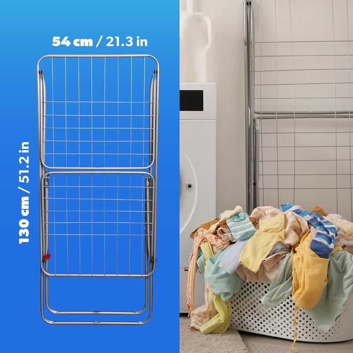 КADAX Сушарка для білизни з 18 метрами сушильної поверхні, срібна, для квартири, балкону та саду, розкладна, з антиковзними ніжками, економна, сушарка Made in EU