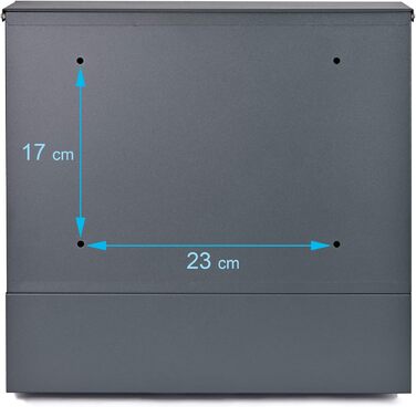 Поштовий ящик Verda з газетницею, нержавіюча сталь, антрацит, 37x37x11 см - сучасний вуличний поштовий ящик з ключем та оглядовим вікном