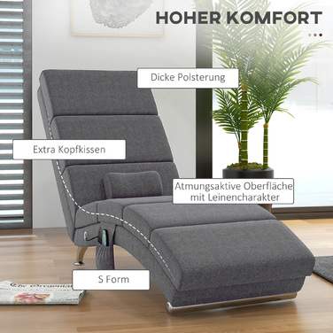 HOMCOM Recliner with Massage Function Electric Lounge Chair Massage Chair with High Backrest, Remote Control, Foldable TV Chair with 5 Modes, Pillow, Dark Grey | Aosom