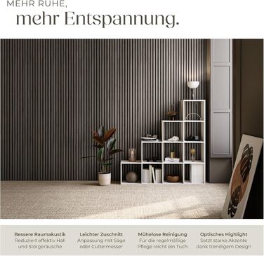 Акустичні 3D-панелі tectake для стін 120 x 60 x 2,1 см, звукопоглинаючі панелі під дерево для вітальні та кухні, шумоізоляція (набір 4 шт, дуб сірий)