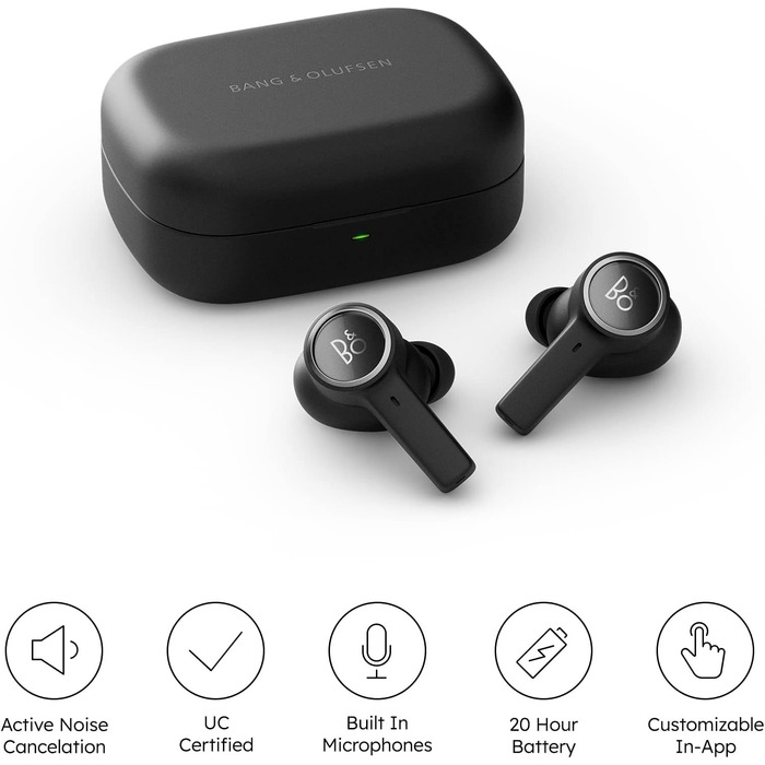 Bang & Olufsen Beocom EX UC: Бездротові Bluetooth навушники з активним шумозаглушенням (чорний антрацит) + донгл та зарядний кейс