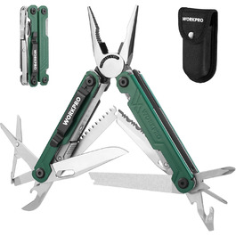 Мультитул WORKPRO 18 в 1: мультиінструмент з нержавіючої сталі з ножем, відкривачкою, ножицями, кліпсою для ременя. Ідеально для кемпінгу, ремонту, подарунок. У комплекті сумка.