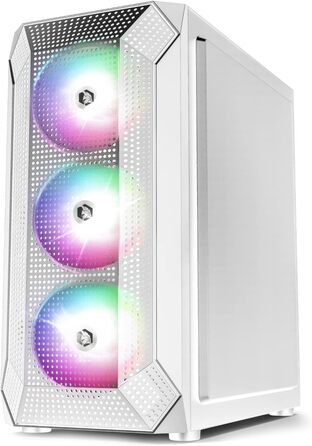 Корпус для ПК EMPIRE GAMING Diamond Gamer ARGB середнього розміру ATX з фасадом з алмазного плексигласу та скляною бічною панеллю, 4 вентилятори 120 мм RGB адресуємими (Ruby W)