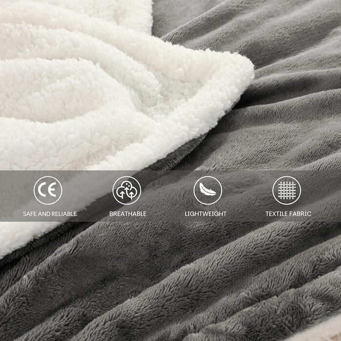 Електрична ковдра з автовимкненням 130x180 см, 9 режимів нагріву, таймер 9 годин, захист від перегріву, м'яка та приємна до тіла, для дому та офісу, чорна