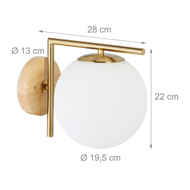 Relaxdays Brass Globe Wall Light