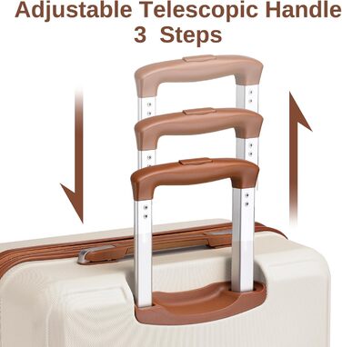 Набір валіз KONO 4 в 1: велика валіза, ручна поклажа 55 см, косметичка та сумка для подорожей (кремово-білий)