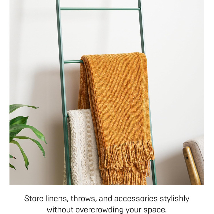 Yamazaki 2813 TOWER Leaning Clothes Rack, Steel/Wood, Minimalist, 45 x 24 x 160 cm (Green (Forest Green), Modern)
