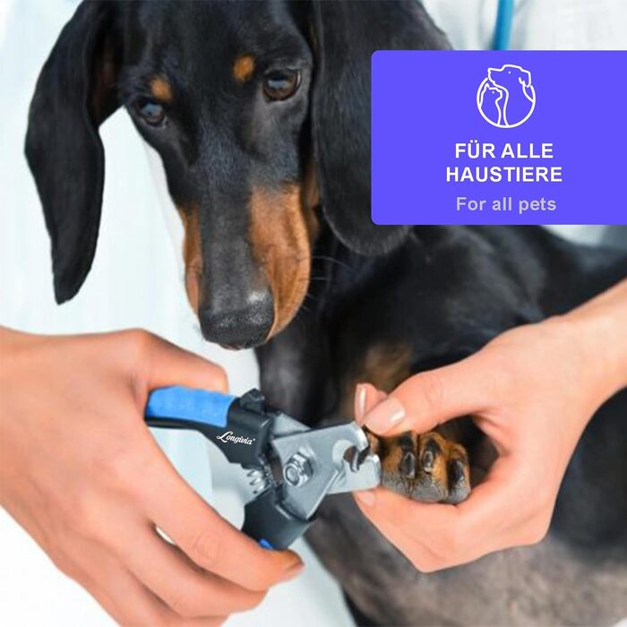 Професійна кусачка для собак та котів 15,5 см з нержавіючої сталі з пилочкою для нігтів. Кусачки для нігтів, висока якість. Для великих та маленьких собак, з захистом від защемлення. Чорно-синій колір.