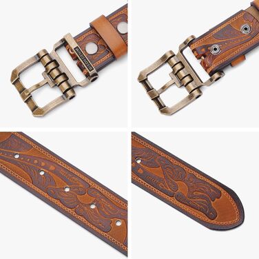 Чоловічий шкіряний ремінь BISON DENIM з класичною пряжкою, міцний, для джинсів, довжина 115 см, підходить для талії 36'-39'