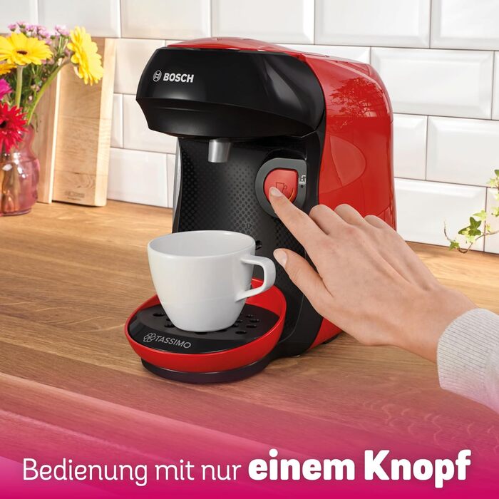 Кавомашина Tassimo Happy TAS1002N від Bosch: 70 напоїв, автоматична, для будь-яких чашок, компактна, 1400 Вт, колір антрацит