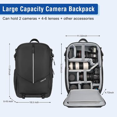 MOSISO Рюкзак для фотокамери, водонепроникний, для Canon/Nikon/Sony, з відділенням для ноутбука 16