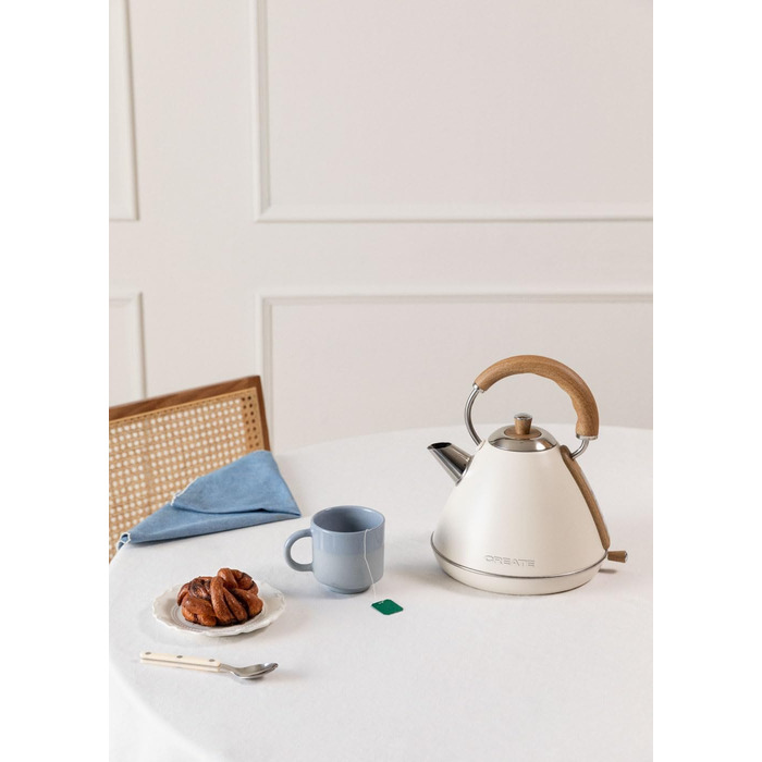Retro Electric Kettle - 1L Cream White - Fast Boil, Auto Shutoff, Anti-Scale Filter