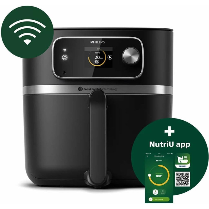 Philips HD9880/90 Airfryer 7000 Series XXL Connected with Food Thermometer, 2 kg Capacity, 8.3 L