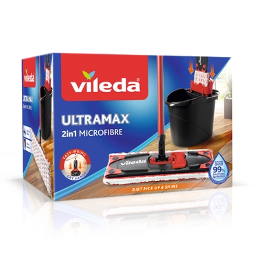 Набір для прибирання Vileda UltraMax: плоска швабра, відро та віджимач
