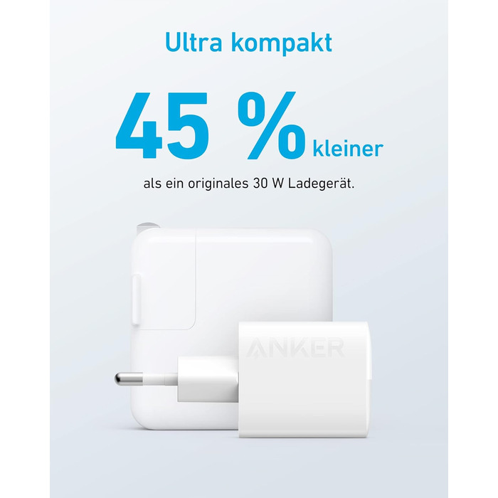 Зарядний пристрій Anker USB-C, 33W, 2 порти USB-C, для iPhone 17/Pro/Pro Max/iPhone Air/16/15, Pixel, Galaxy, iPad/iPad mini
