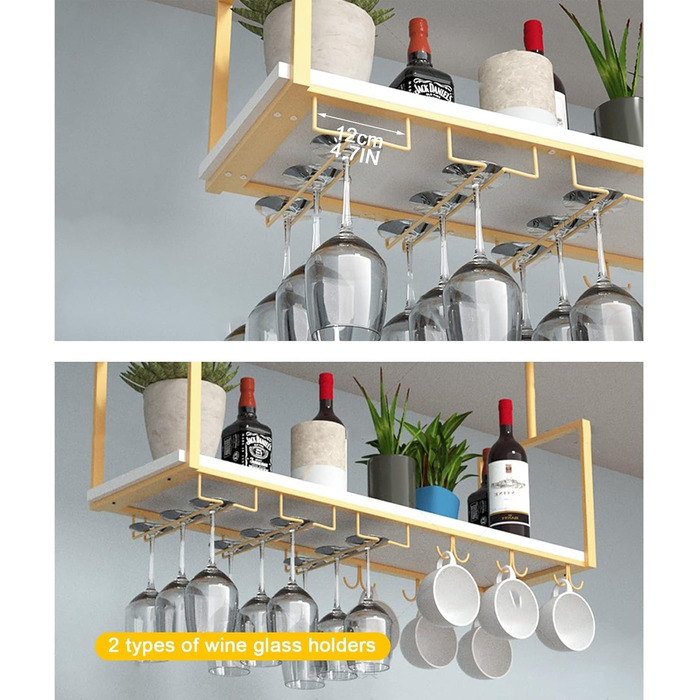 Металевий настінний/підвісний стелаж для вина DSVONAUS, 140x30x60 см - для бару, ресторану, кафе, кухні