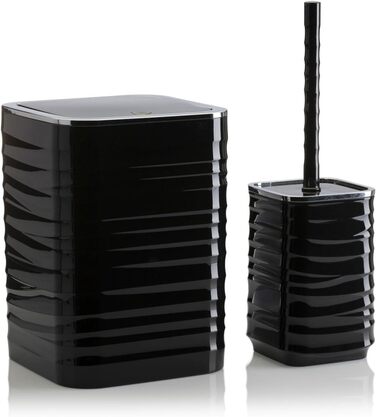 Набір для ванної кімнати HowHomely: щітка для унітазу, сміттєвий бак, дозатор мила, мильниця, чорний/сріблястий