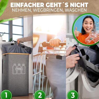 Deposit bottle collection container with lid and carrying bag | Deposit container with holes, rotatable | Ideal deposit bottle storage, empty container collection container, bottle collector (Gray)