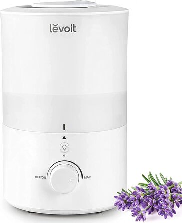 Балконний зволожувач повітря LEVOIT Top-Fill 3L з нічним світлом, поворотна на 360° насадка, придатний для миття в посудомийній машині, тихий, з аромадифузором, для спальні, дитячої кімнати, рослин, дитини