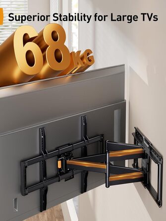 Настінна кріплення для телевізора Perlegear PGLF16: повне регулювання, 42-90 дюймів, до 68 кг, VESA 600x400 мм