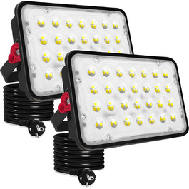 LED Floodlights Outdoor 400W, 2 Pack 40000LM LED Outdoor Floodlights 6500K Cool White LED Spotlight IP66 Waterproof Construction Floodlight LED Floodlight for Garden, Garage, Sports Field, Yard, Hallway (50W*2)
