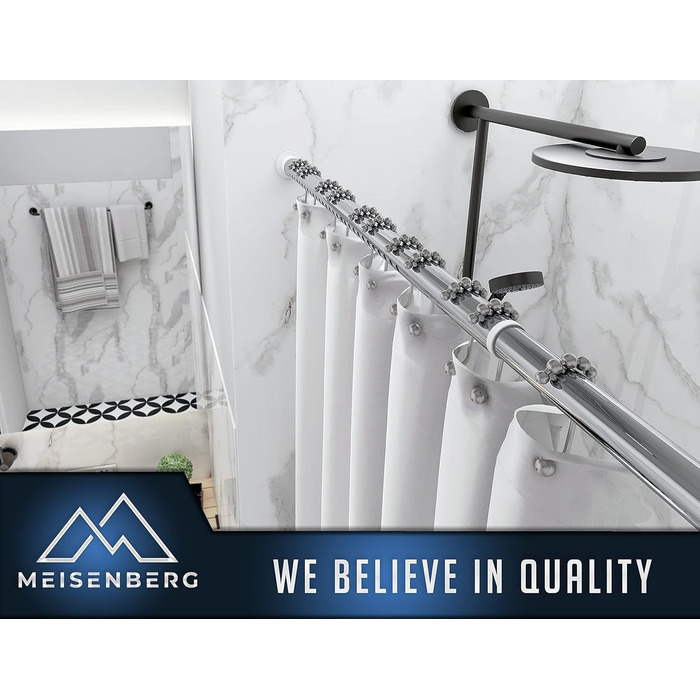 Штанга для душу без свердління 160-210 см, срібна, Ø 32 мм, телескопічна, з кріпленнями - для ванни, дверей, шафи. Нержавіюча сталь