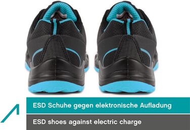 Черевики робочі ACE Sapphire S1-P - захисне взуття для жінок та чоловіків - надлегкі, 42 EU, блакитно-чорні