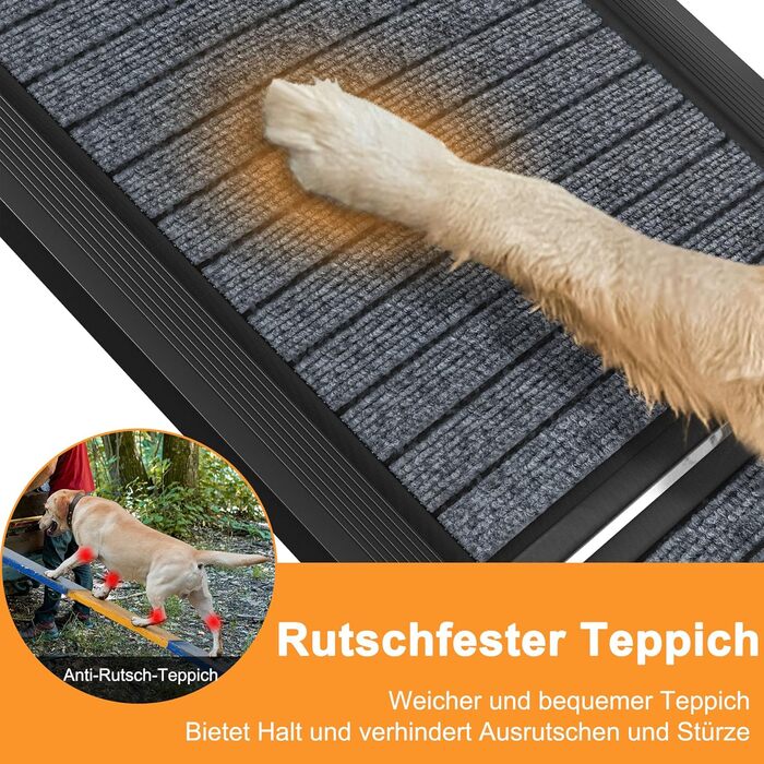 Рампа для собак Klappbare Hunderampe - легка та безпечна для авто та SUV, алюміній, 157x43 см, до 110 кг