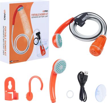 Portable Outdoor Shower Head, Shower Pump, Detachable USB Rechargeable Batteries, Pumps Water from Bucket, for Camping, Hiking, Pet Cleaning, Pet Shower, Car Washing