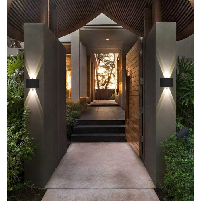 Yosoan LED Wall Light Up & Down Outdoor Wall Light including 4x 1W Natural White Light Bulb Outdoor Light Outdoor Lamp Wall Lamp for Indoor and Outdoor Use (8*1W 4000K)